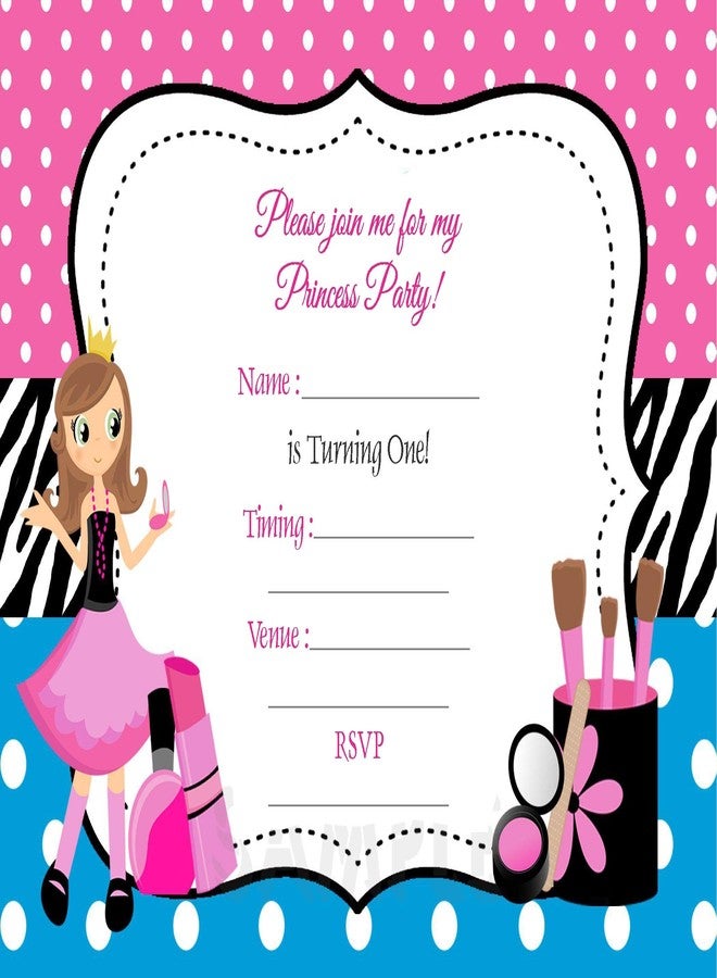 Askprints Birthday Metallic card Invitations with Enveopes - Kids Birthday Party Invitations for Girls (25 Count) BPC-201 - Image 1
